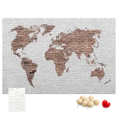 Tablica korkowa Ceglana mapa świata