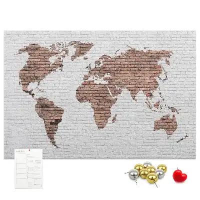 Tablica korkowa Ceglana mapa świata