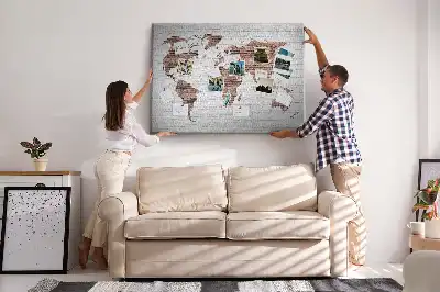 Tablica korkowa Ceglana mapa świata