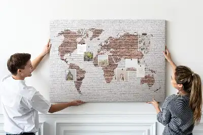 Tablica korkowa Ceglana mapa świata