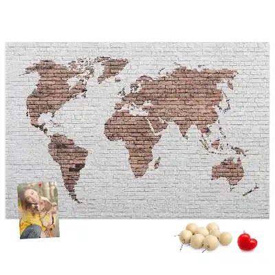 Tablica korkowa Ceglana mapa świata