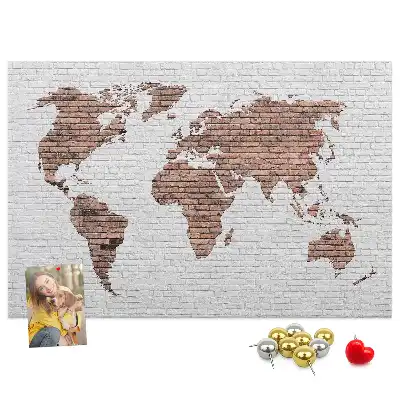 Tablica korkowa Ceglana mapa świata