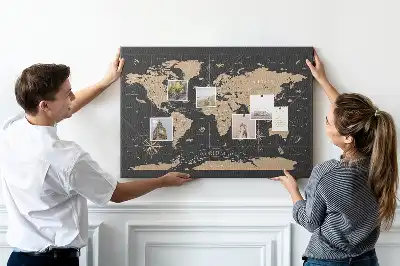 Tablica korkowa ozdobna Vintage mapa świata