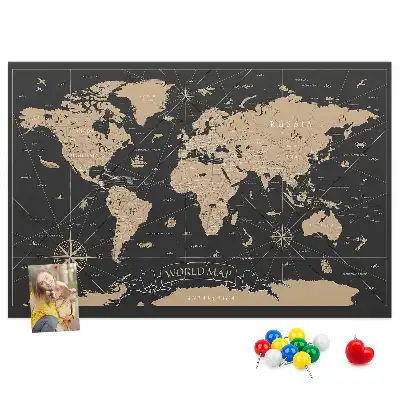 Tablica korkowa ozdobna Vintage mapa świata