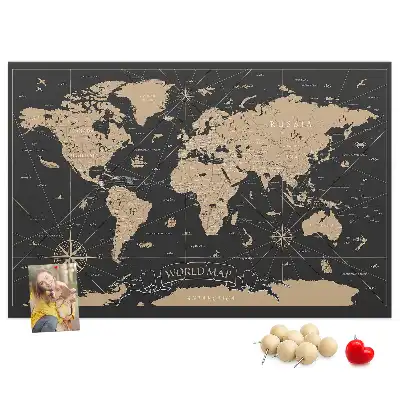 Tablica korkowa ozdobna Vintage mapa świata