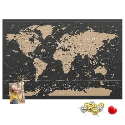 Tablica korkowa ozdobna Vintage mapa świata