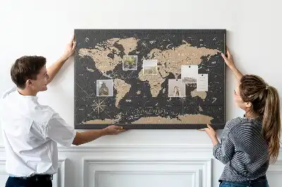 Tablica korkowa ozdobna Vintage mapa świata