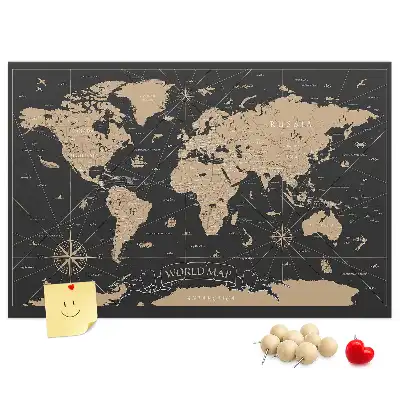 Ozdobna tablica korkowa Stylowa mapa świata retro