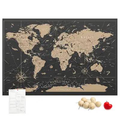 Tablica korkowa ozdobna Vintage mapa świata