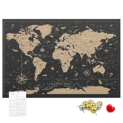 Ozdobna tablica korkowa Stylowa mapa świata retro