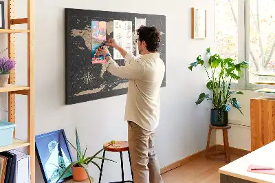 Tablica korkowa ozdobna Vintage mapa świata