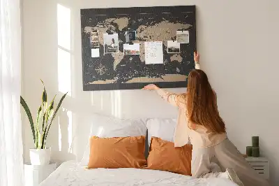 Ozdobna tablica korkowa Stylowa mapa świata retro