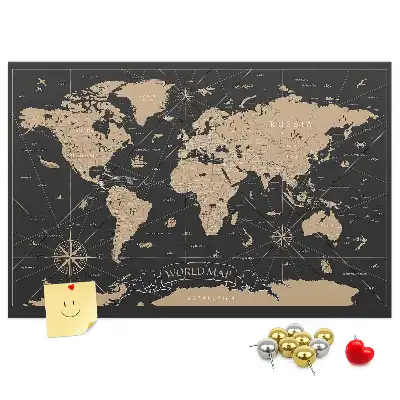 Ozdobna tablica korkowa Stylowa mapa świata retro