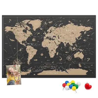 Tablica korkowa ozdobna Vintage mapa świata