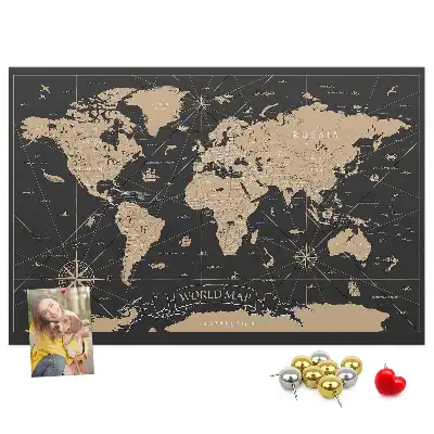 Tablica korkowa ozdobna Vintage mapa świata