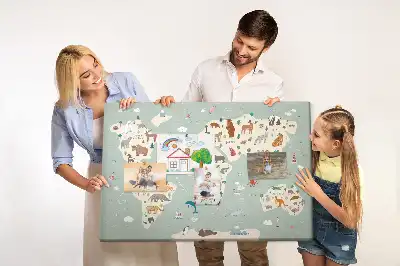 Korkowa tablica Zwierzęca mapa świata