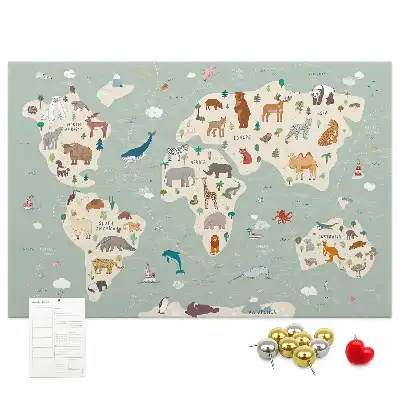 Korkowa tablica Zwierzęca mapa świata
