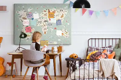 Korkowa tablica Zwierzęca mapa świata