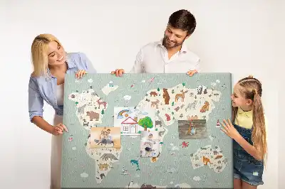 Korkowa tablica Zwierzęca mapa świata