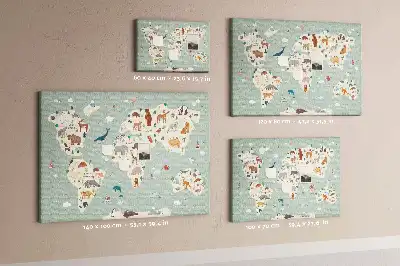 Korkowa tablica Zwierzęca mapa świata