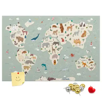 Korkowa tablica Zwierzęca mapa świata