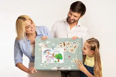 Korkowa tablica Zwierzęca mapa świata