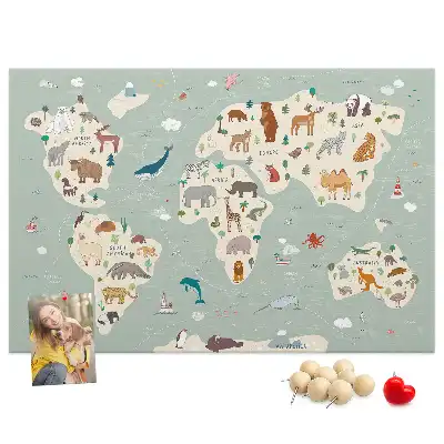 Korkowa tablica Zwierzęca mapa świata