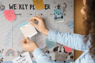 Tablica korkowa ozdobna Tygodniowy planer dla dzieci