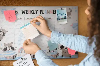 Tablica korkowa ozdobna Tygodniowy planer dla dzieci