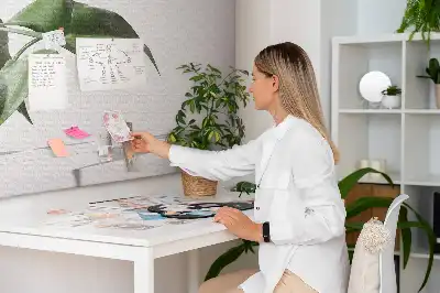 Tablica korkowa z motywem abstrakcyjnych liści