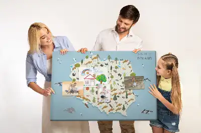 Tablica korkowa Polska Mapa zwierząt