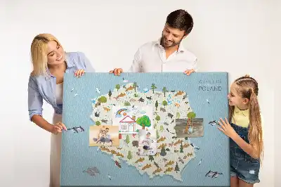 Tablica korkowa Polska Mapa zwierząt