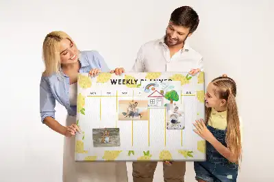 Ozdobna tablica korkowa planer tygodniowy w cytryny