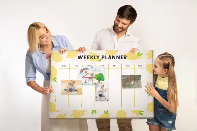 Ozdobna tablica korkowa planer tygodniowy w cytryny