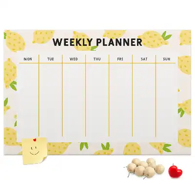 Ozdobna tablica korkowa planer tygodniowy w cytryny