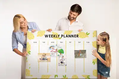 Ozdobna tablica korkowa planer tygodniowy w cytryny