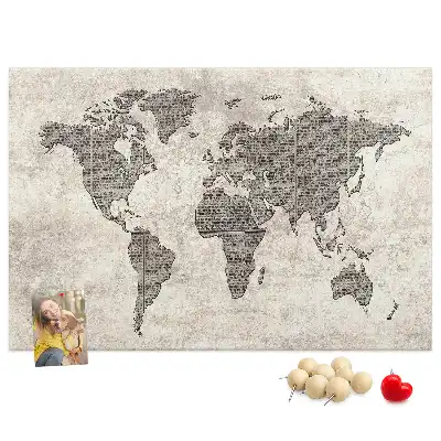 Tablica korkowa Mapa świata gazeta