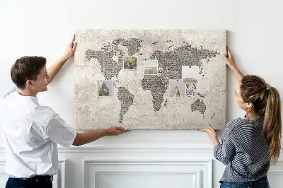 Tablica korkowa Mapa świata gazeta