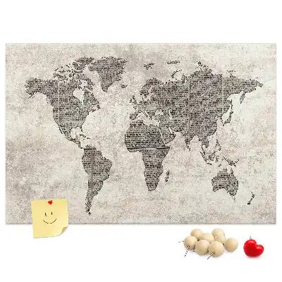 Tablica korkowa Mapa świata gazeta