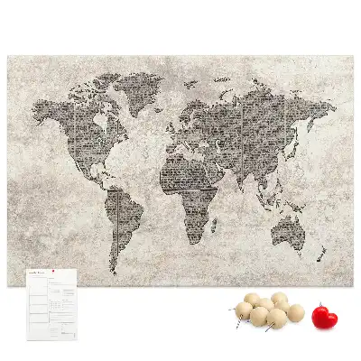 Tablica korkowa Mapa świata gazeta