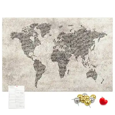 Tablica korkowa Mapa świata gazeta