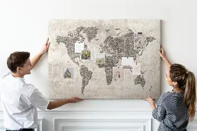 Tablica korkowa Mapa świata gazeta