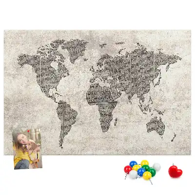 Tablica korkowa Mapa świata gazeta