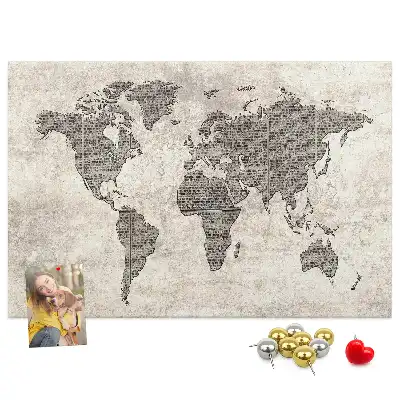 Tablica korkowa Mapa świata gazeta