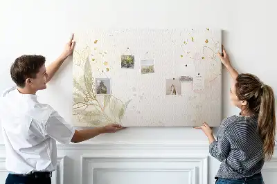 Tablica korkowa ze złotą grafiką liniową