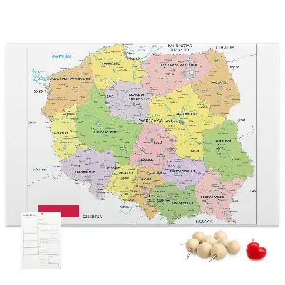 Tablica korkowa dla dzieci z mapą granic Rzeczypospolitej