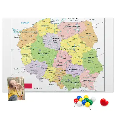 Tablica korkowa dla dzieci z mapą granic Rzeczypospolitej