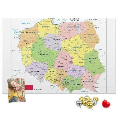 Tablica korkowa dla dzieci z mapą granic Rzeczypospolitej