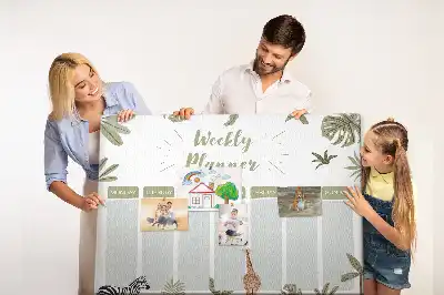 Tygodniowy planer na tablicy korkowej Safari