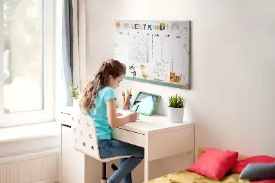 Korkowa tablica planera tygodniowego ze zwierzętami